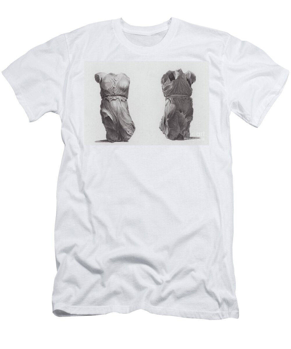 Nike Winged Goddess of Victory Ancient Greek Marble Sculpture From the Parthenon Athens Engraving Henry Corbould T-Shirt