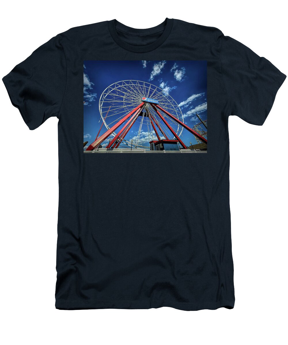 Ocena City Ferris Wheel Under Blue Sky Bill Swartwout T-Shirt
