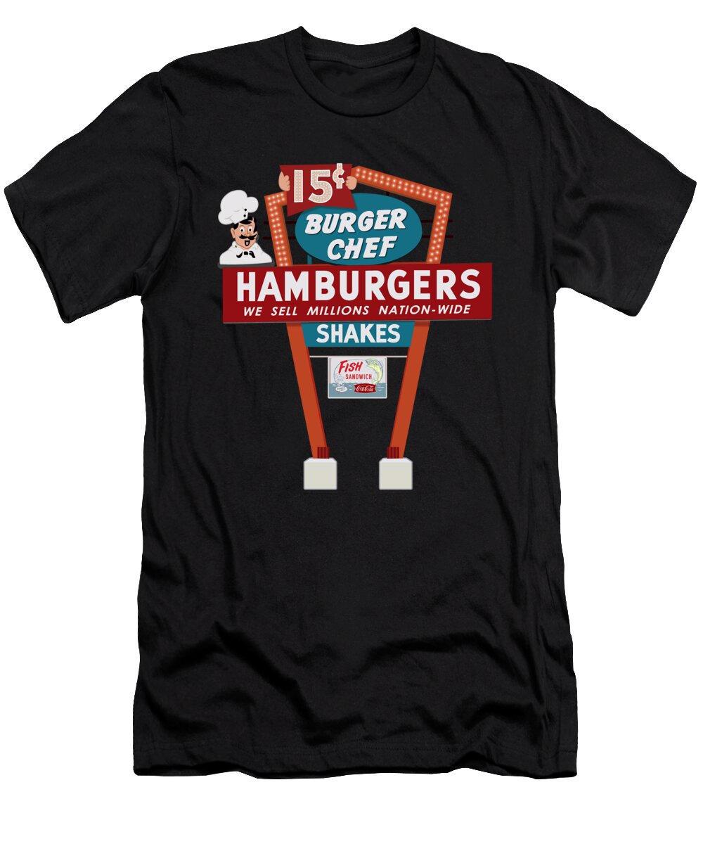 Old 60s Burger Chef Marquee Glen Evans T-Shirt