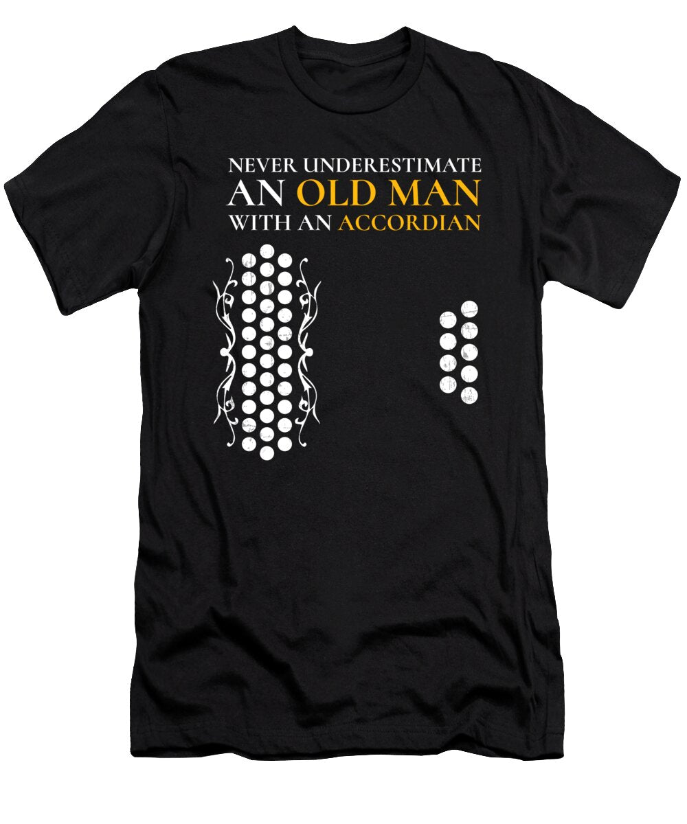 Old Man with an Accordian Print Accordian Product Noirty Designs T-Shirt