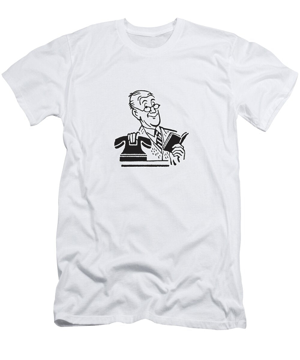 Older Gentleman with Little Black Book and Telephone Csa Images T-Shirt
