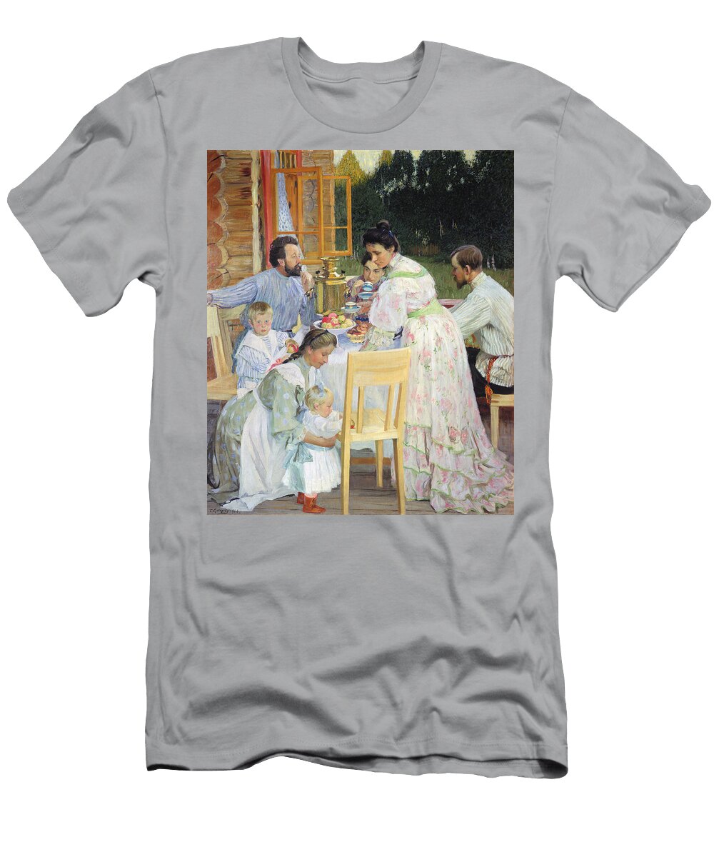 On the Terrace 1906 Oil on Canvas Boris Mikhailovich Kustodiev T-Shirt