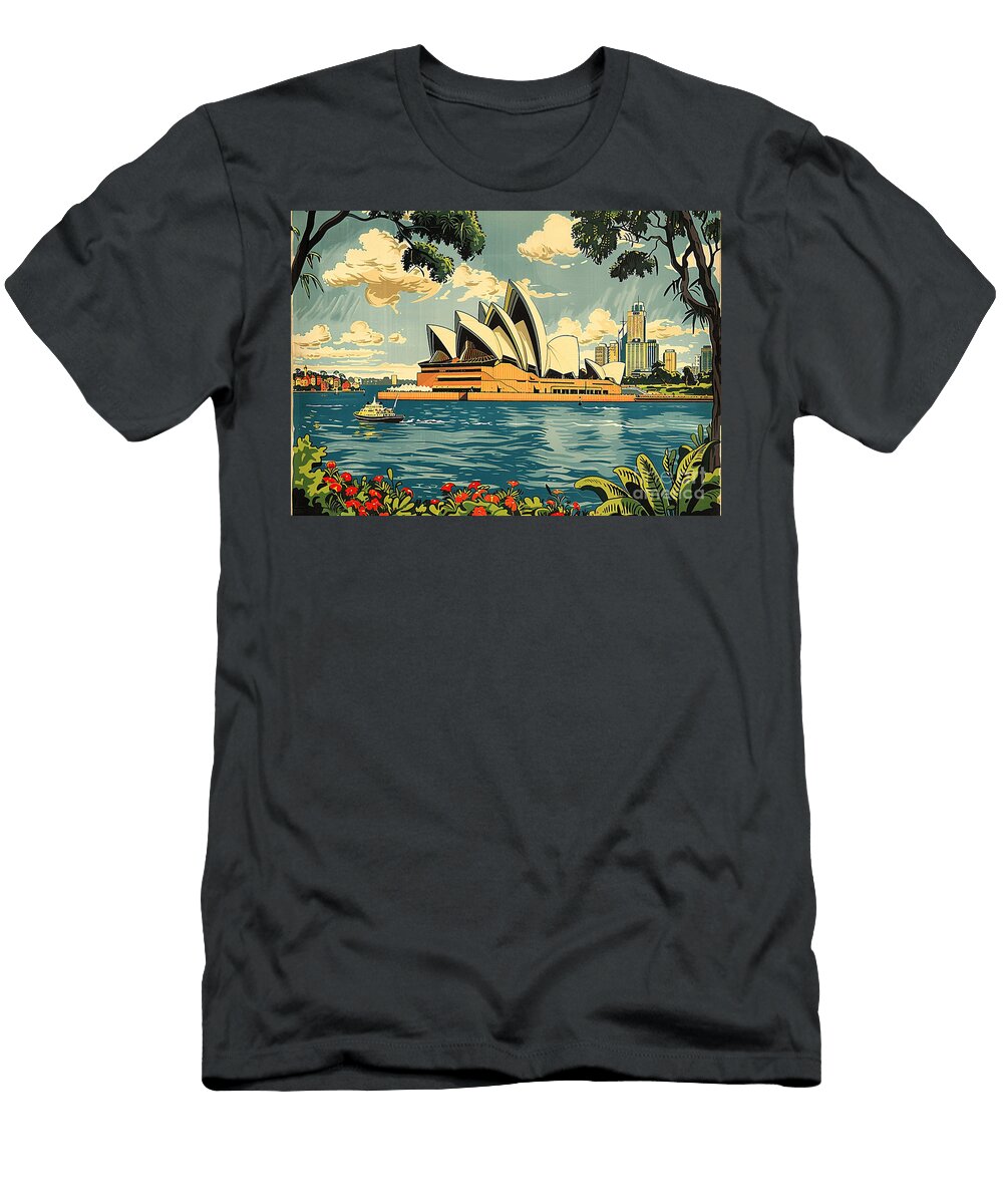 Opera Cityscapes Attraction Theater House Skyline Ocean Sydney Australian Sydney Opera House Iconic Landmark Waterfront View Clark Leffler T-Shirt