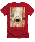 Orange Ford Puma Car Driving Through Autumn Forest Road Destiney Sullivan T-Shirt