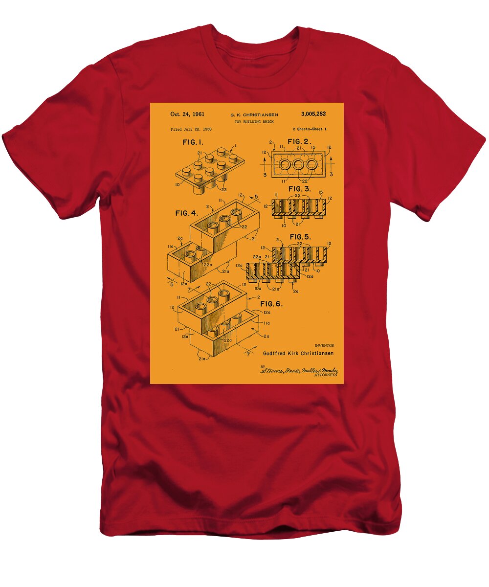 Orange Lego Block Print Howard Roberts T-Shirt