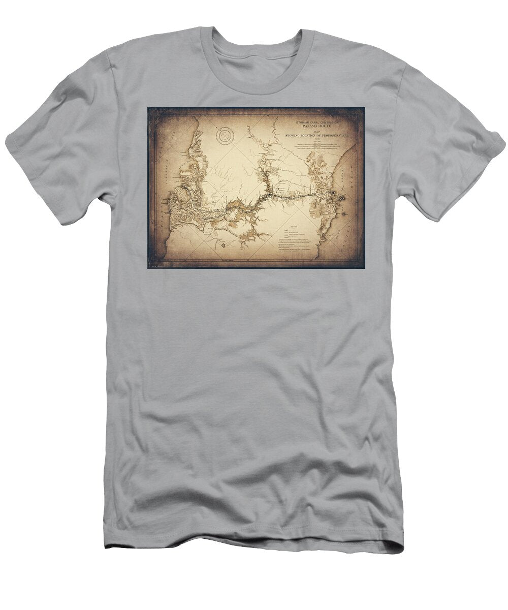 Panama Canal Route Vintage Map 1901 Sepia Carol Japp T-Shirt