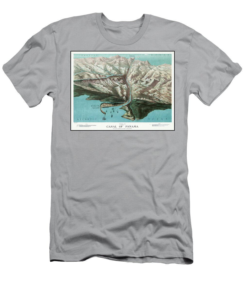 Panama Canal Vintage Map Aerial View 1881 Carol Japp T-Shirt