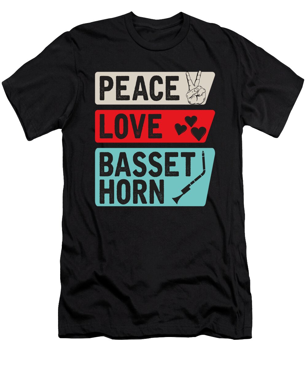 Peace Love Basset Horn Music Instrument Tenshirt T-Shirt