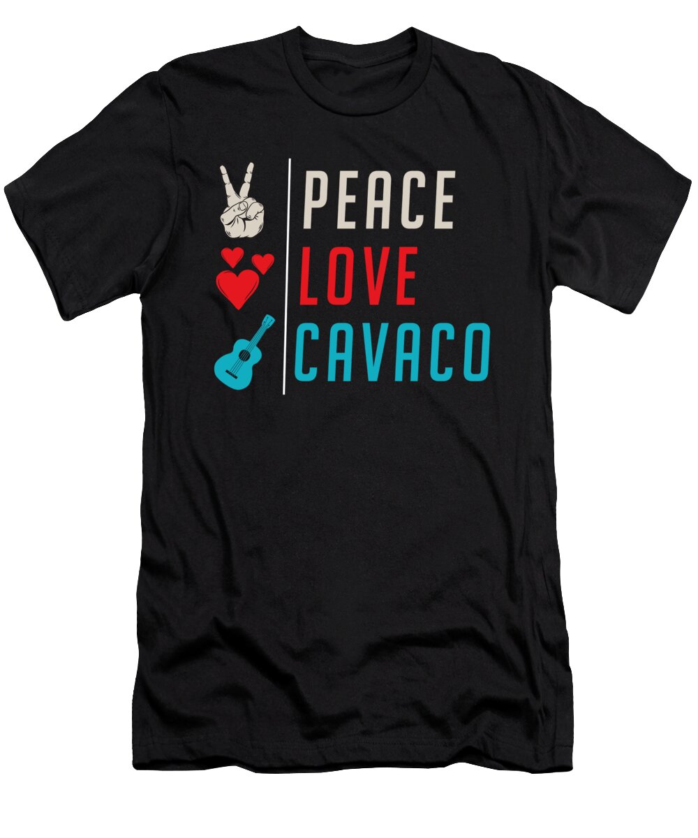 Peace Love Cavaco Guitar Instrument Tenshirt T-Shirt
