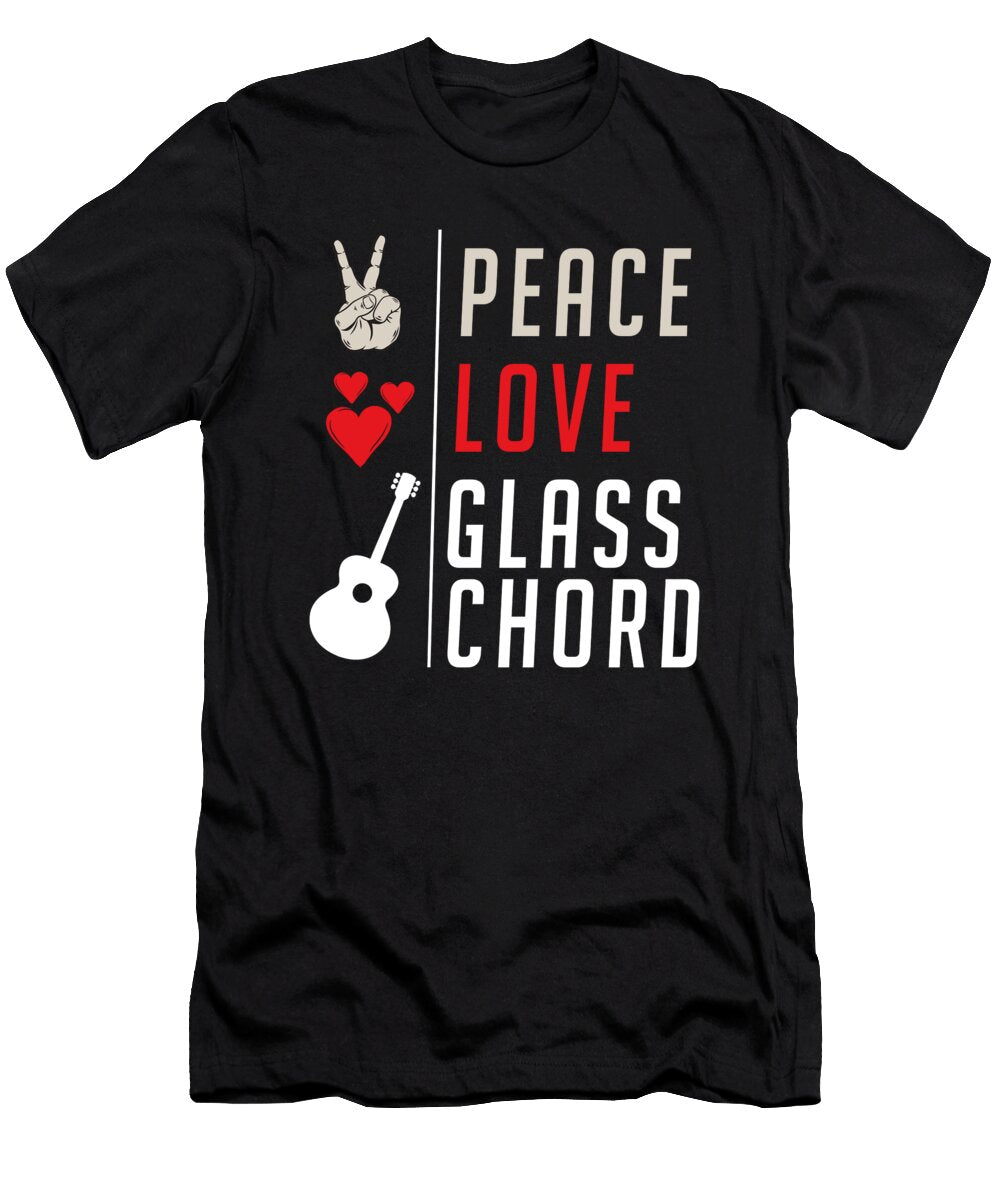 Peace Love Glasschord Musical Instrument Tenshirt T-Shirt