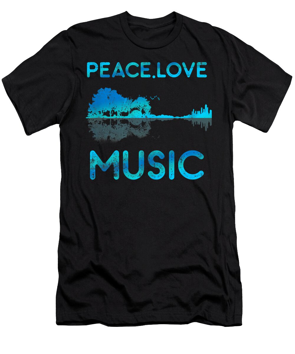 Peace Love Music Guitar Lake Shadow Hippie Quang Vu T-Shirt
