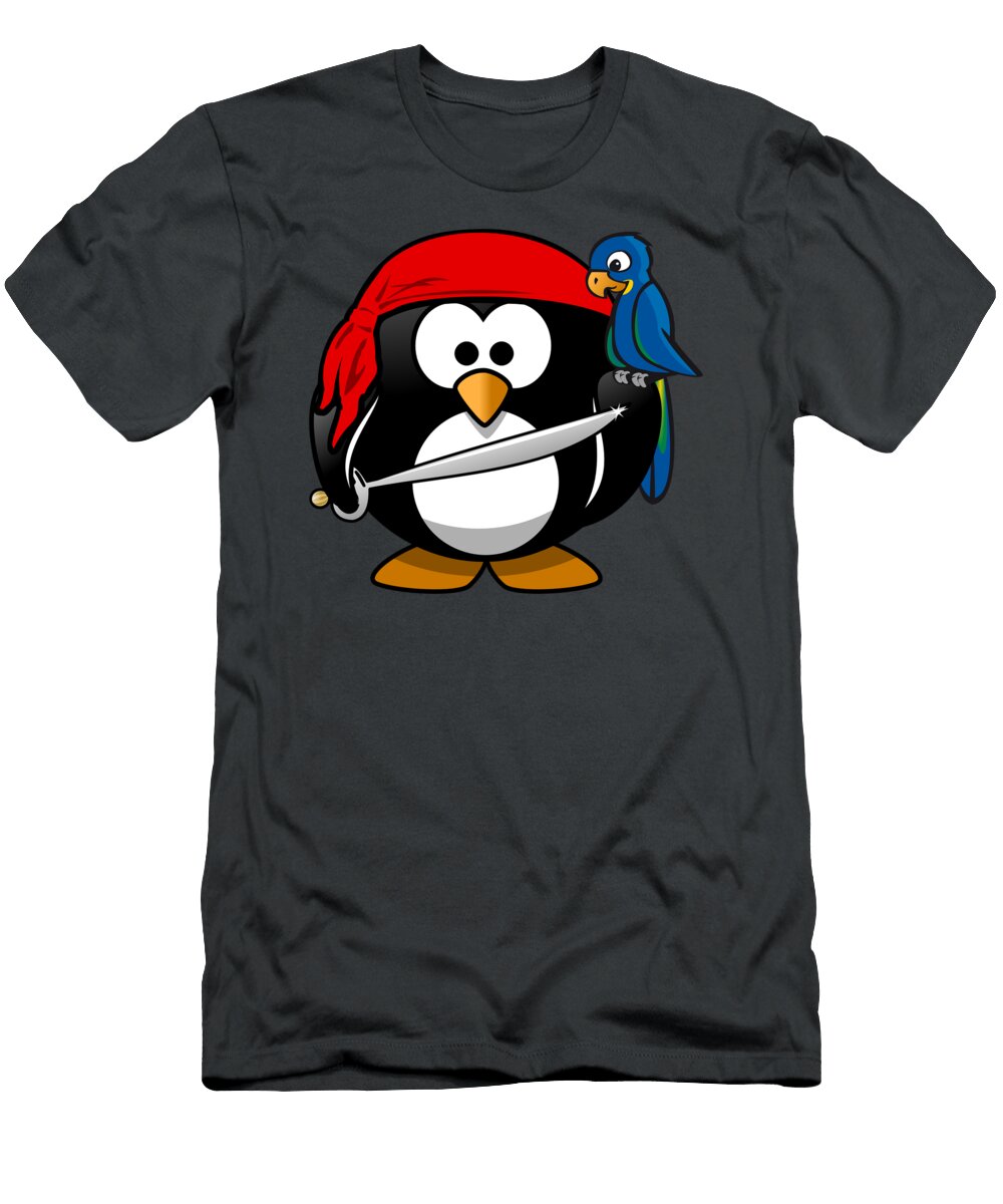 Penguin Lover Pirate with Parrot Funny Gift Ideas T-Shirt