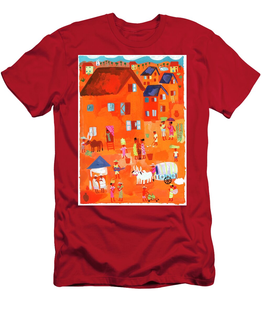 People in Traditional Village Scene Ikon Ikon Images T-Shirt
