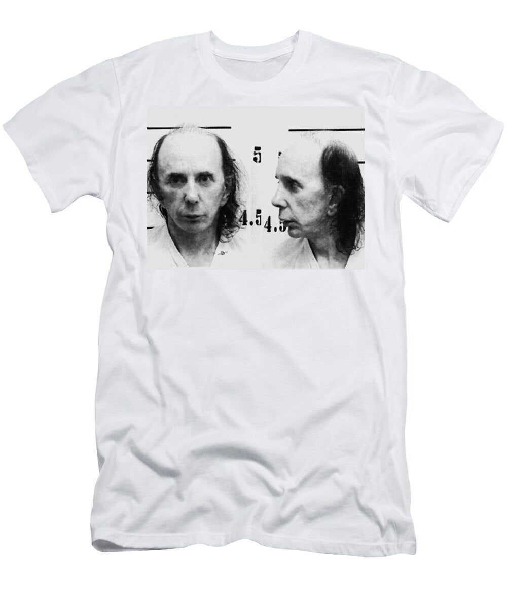 Phil Spector Mug Shot Horizontal Black and White 2009 Tony Rubino T-Shirt
