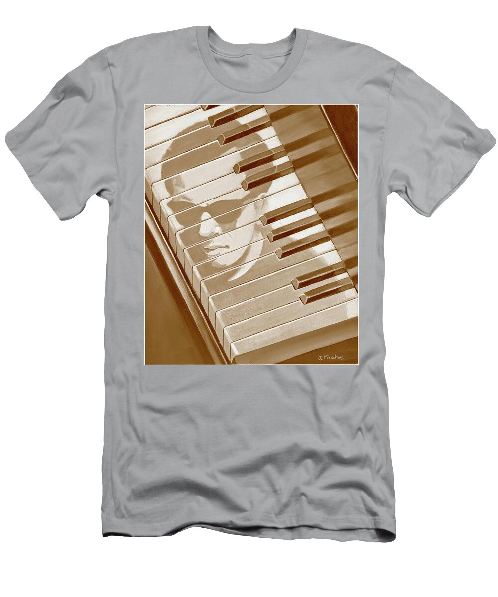 Piano Man in Sepia J L Meadows T-Shirt