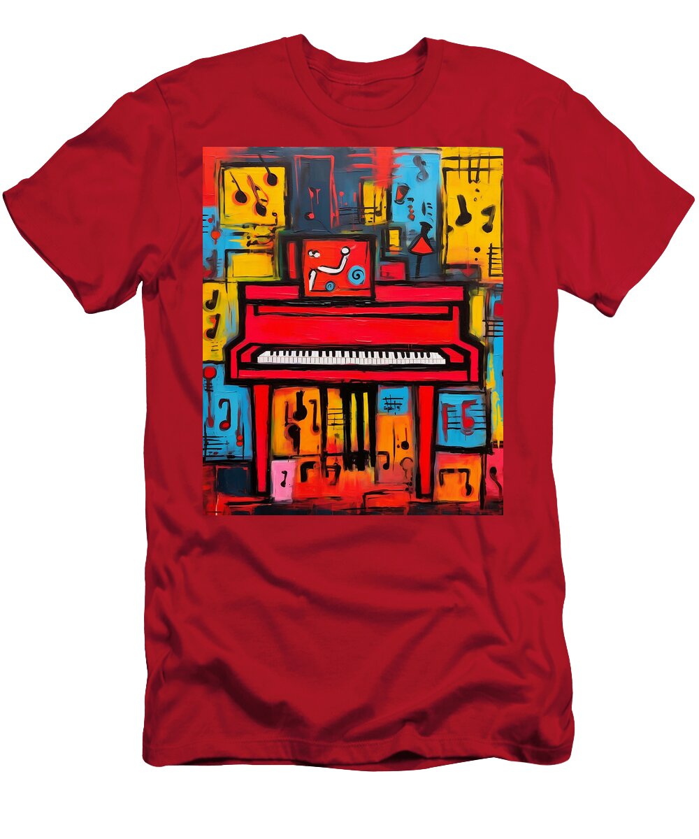 Piano Urban Symphony Abstract Melodies of Ai Inspired Street Art and Pop Art Olfactoart Studio T-Shirt