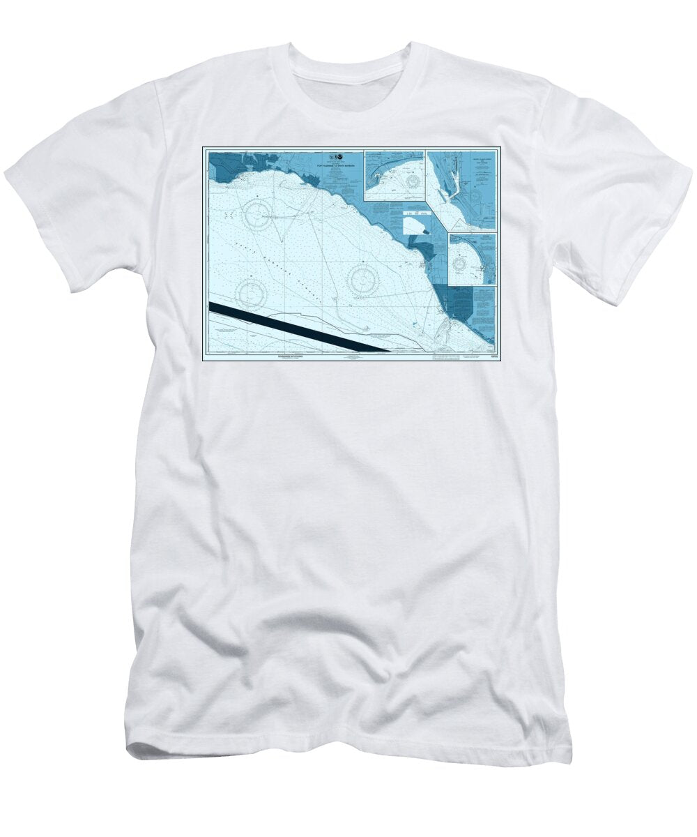 Port Hueneme to Santa Barbara California Nautical Chart Map 2024 Ocean Blue Carol Japp T-Shirt