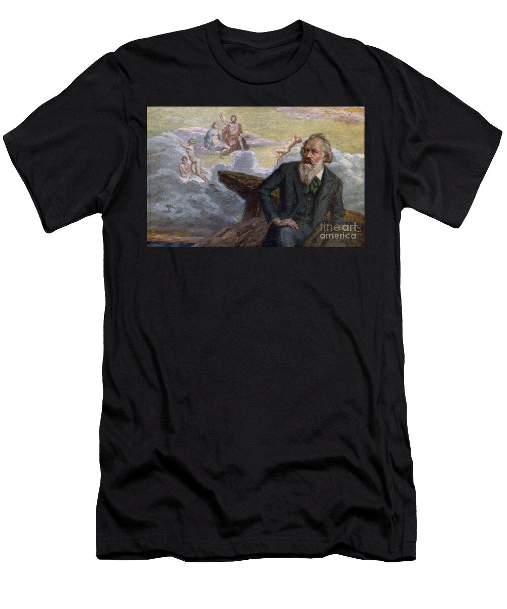 Postcard Depicting Johannes Brahms 1833 97 Composing His 1st Symphony Op68 Circa 1900 Austrian School T-Shirt