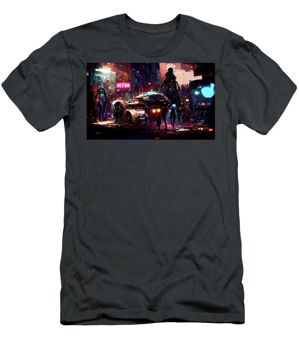 Postcards From the Future Cyberpunk Street 02 Am Fineartprints T-Shirt