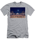 Poster of the Louvre Museum At Night with Moon Above the Pyrami Porqueno Studios T-Shirt