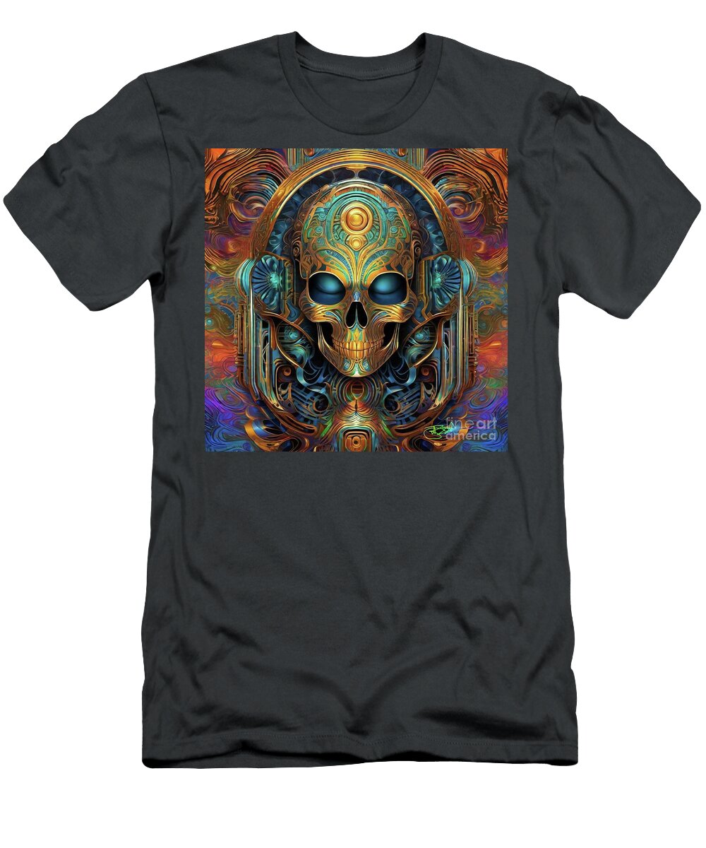 Psyborg Cyborg Trippy Sci Fi Alien Skull 104 Benito Del Ray T-Shirt