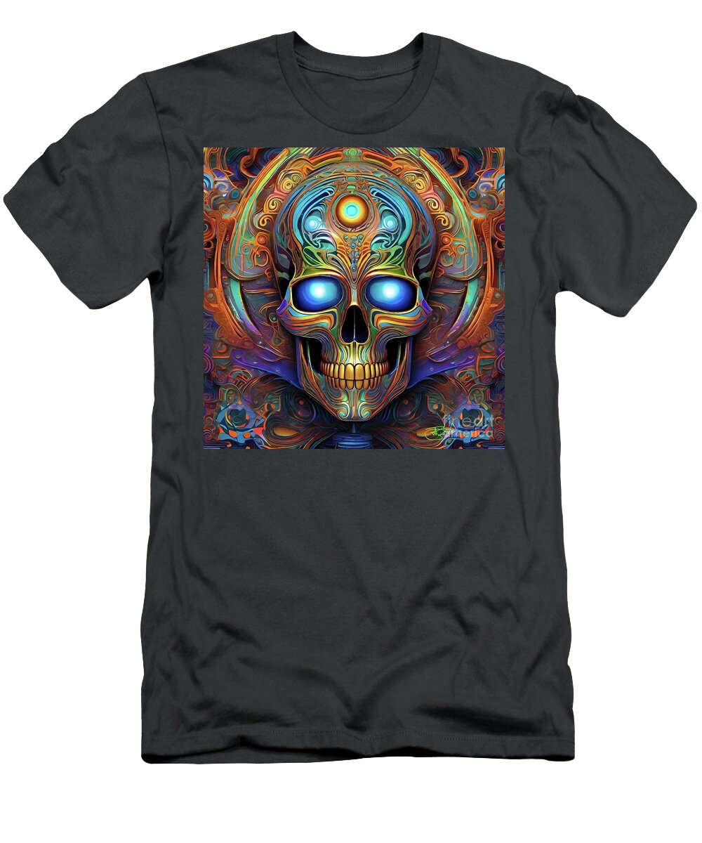 Psyborg Cyborg Trippy Sci Fi Horror Skull 74 Benito Del Ray T-Shirt