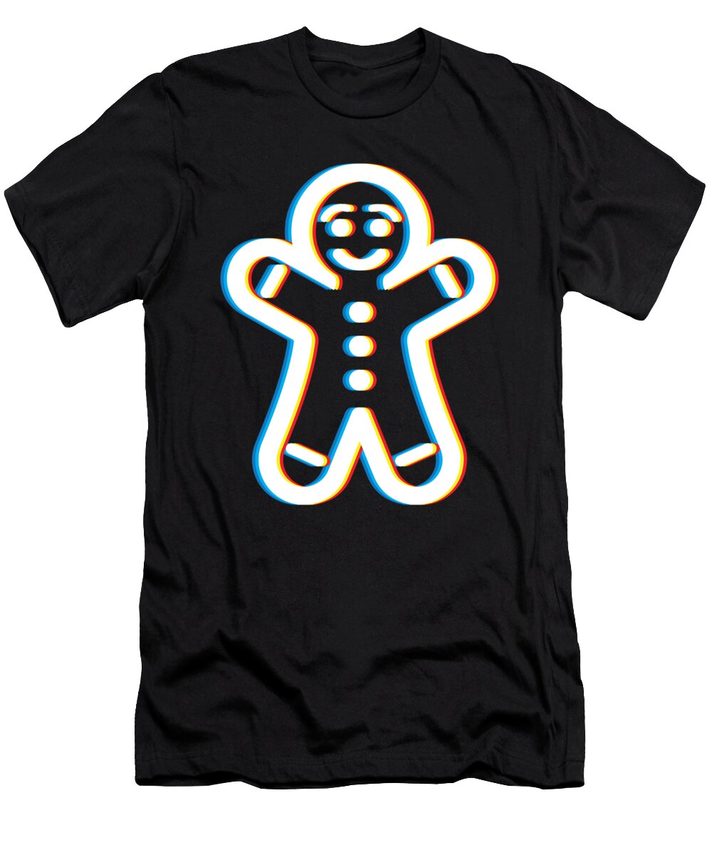 Psychedelic Gingerbread Man Trippy Christmas Party Gift Cool Neon Martin Hicks T-Shirt