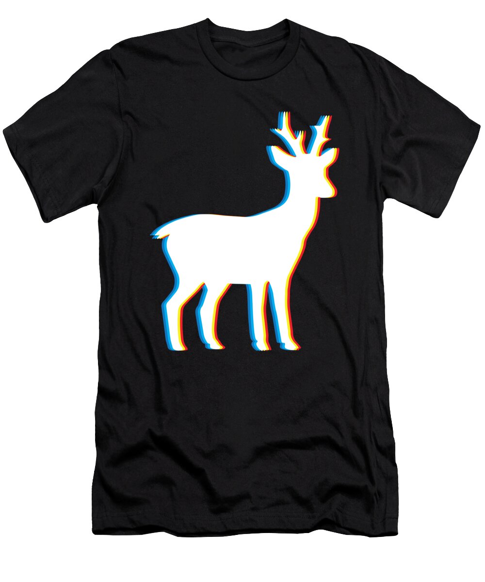 Psychedelic Reindeer Trippy Christmas Party Gift Cool Neon Martin Hicks T-Shirt