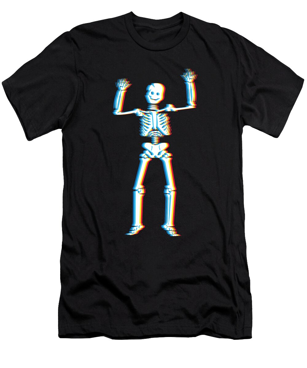 Psychedelic Skeleton Simple Halloween Costume Idea Scary Bone Collector Gift Skull Trippy Retro Martin Hicks T-Shirt