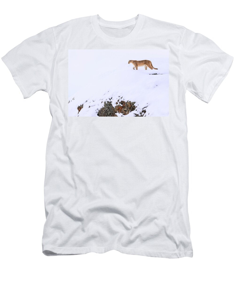 Puma Female Walking in Deep Fresh Snow Torres Del Paine Nick Garbutt Natureplcom T-Shirt