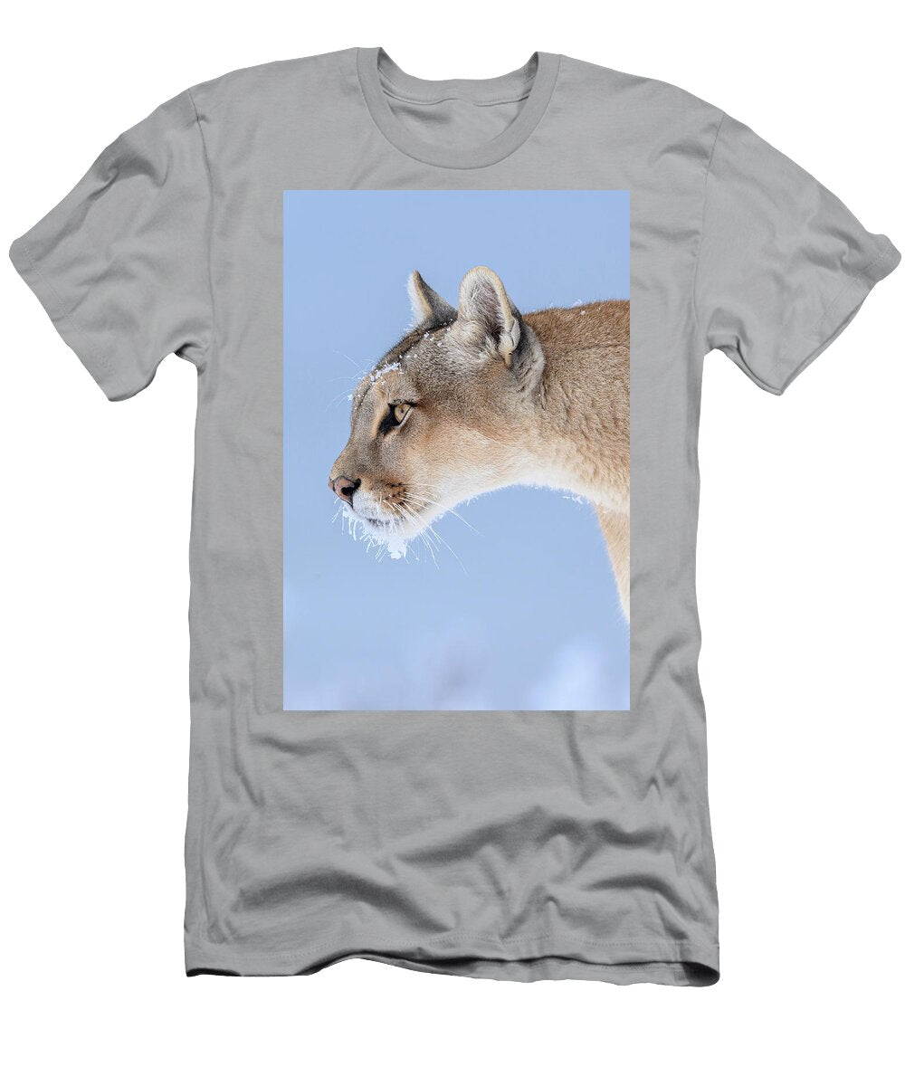 Puma Femalewith Frozen Whiskers Head Portrait Torres Del Nick Garbutt Natureplcom T-Shirt