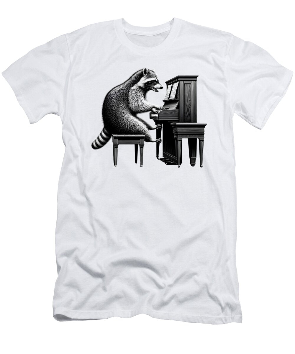 Raccoon Playing Piano Pianist Piano Player Job T-Shirt