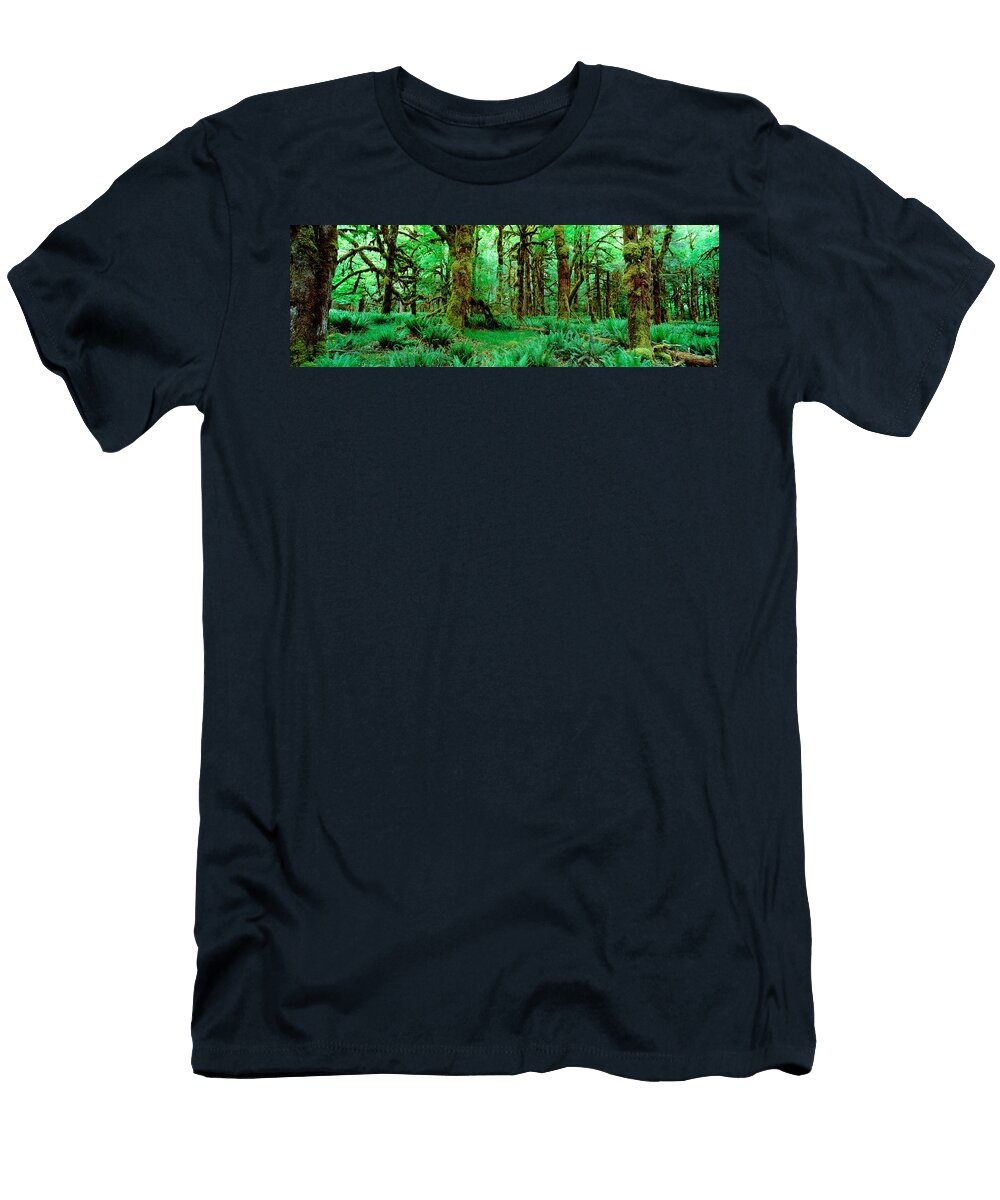 Rain Forest Olympic National Park Panoramic Images T-Shirt