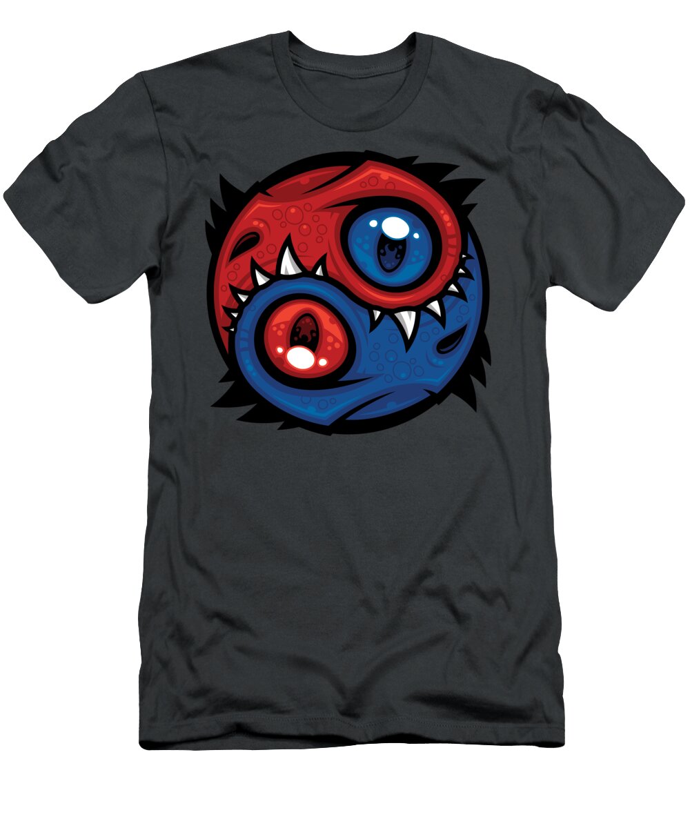 Red and Blue Yin Yang Dragons John Schwegel T-Shirt