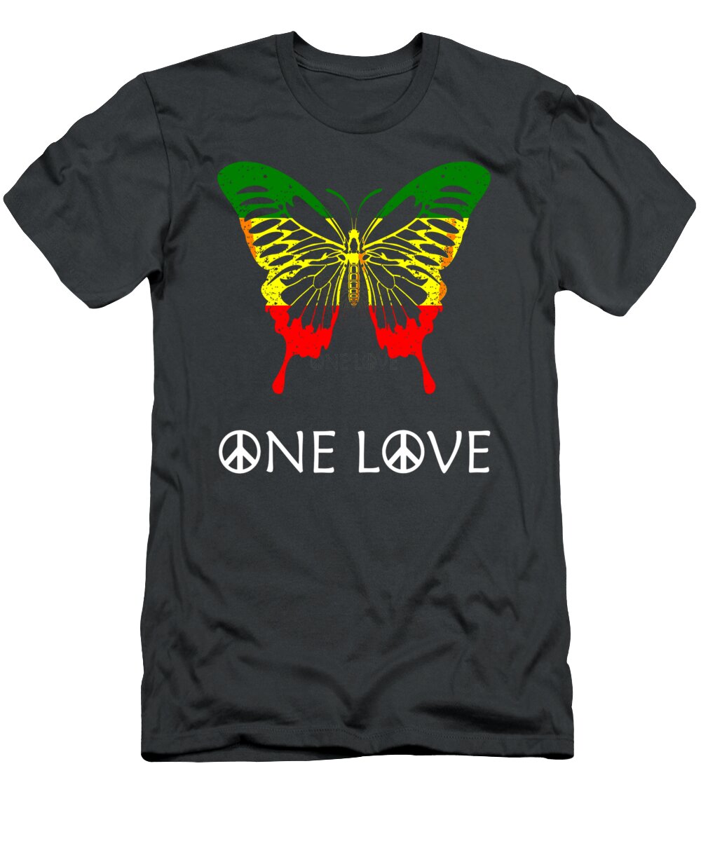Reggae Music Jamaican Rasta Rastafarian One Butterfly Love Billyl Cora T-Shirt