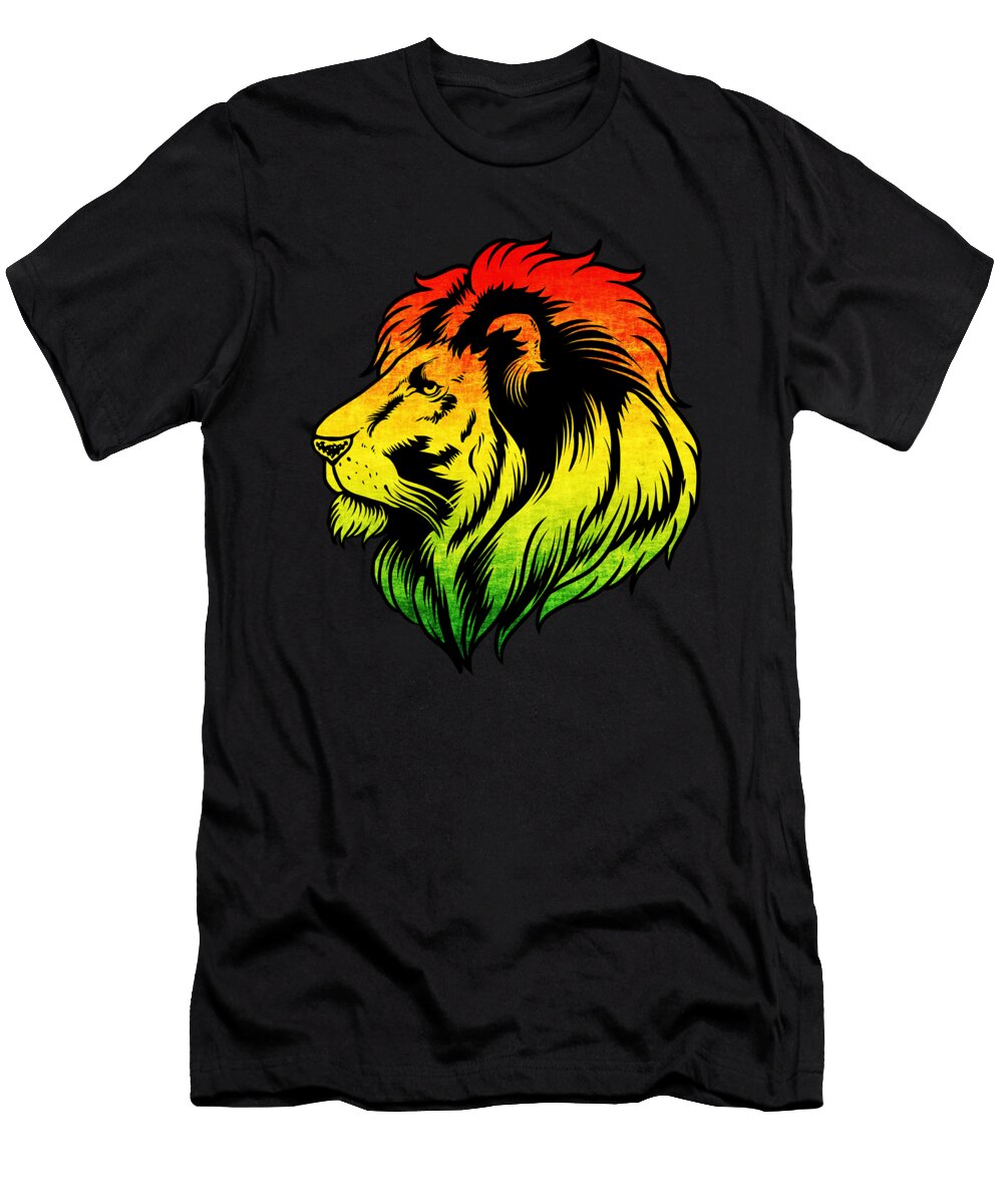 Reggae Music Lion Jamaican Flag Rasta Rastafari Jonathan Kraske T-Shirt