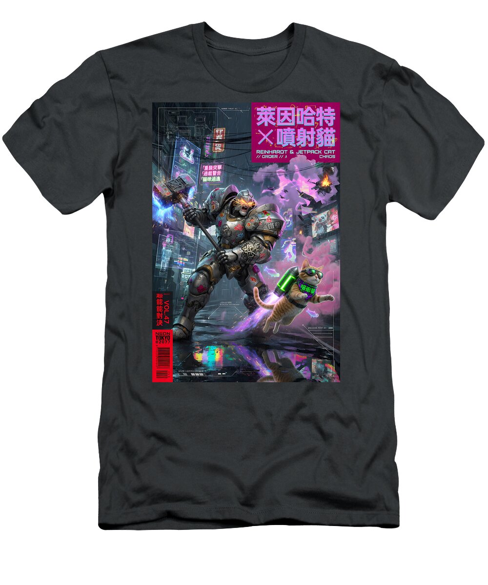 Reinhardt and Jetpack Cat Tricky Woo T-Shirt