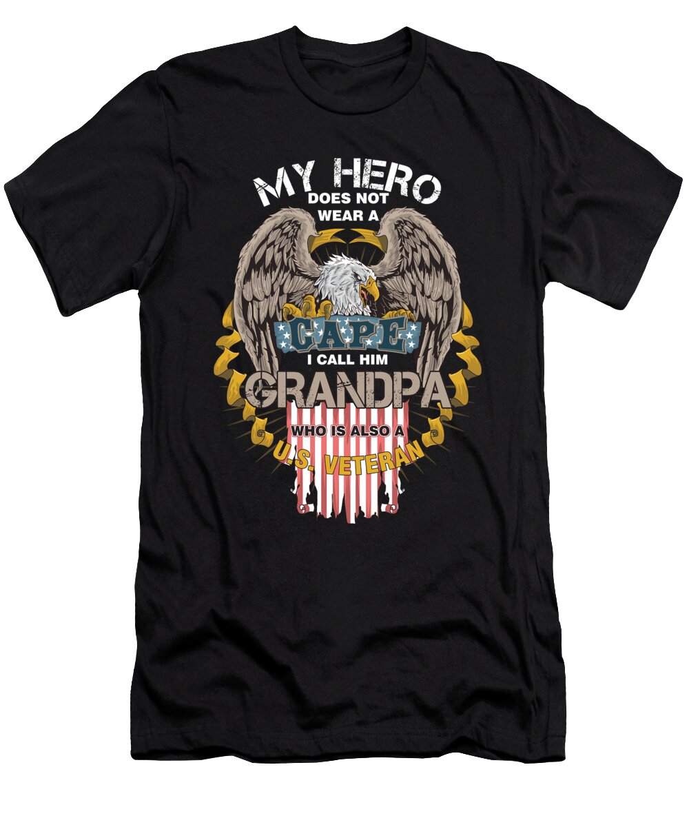 Retiree Retired Retirement Gift My Hero I Call Him Grandpa Who Is Also a US Veteran Thomas Larch T-Shirt