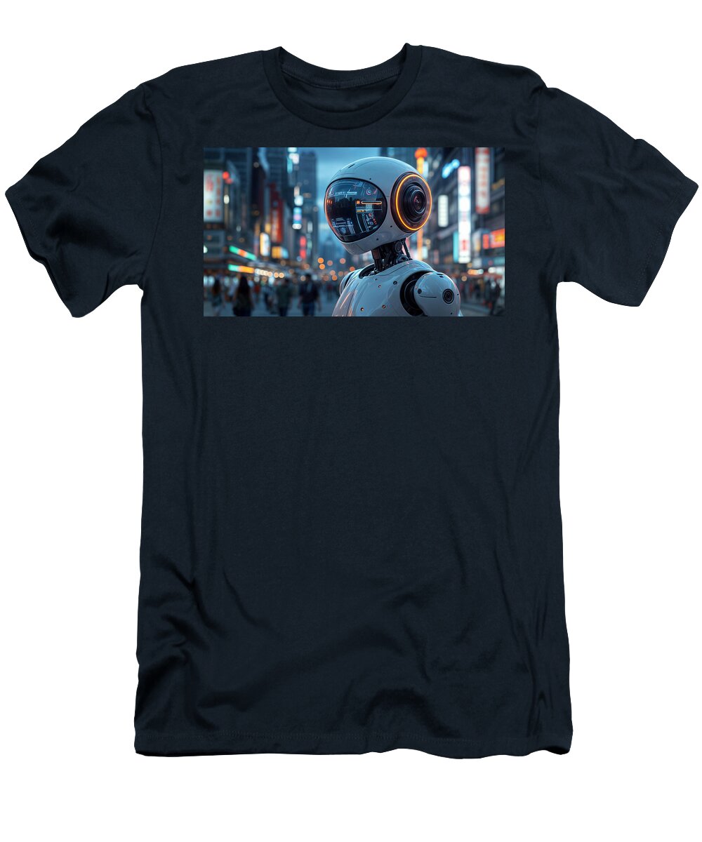Robot in the City Mango Art T-Shirt