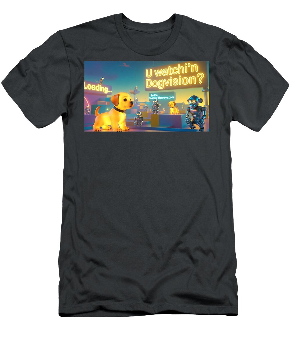 Robotic Dogs and Neon Signs Team of Monkeys T-Shirt