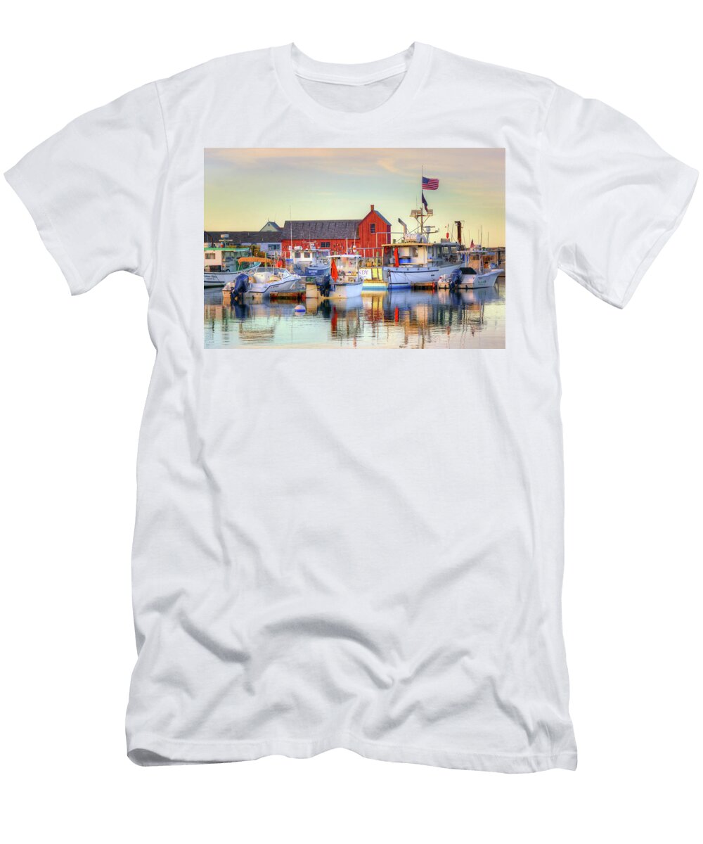 Rockport Sunset Harbor and Motif 1 Nikolyn Mcdonald T-Shirt