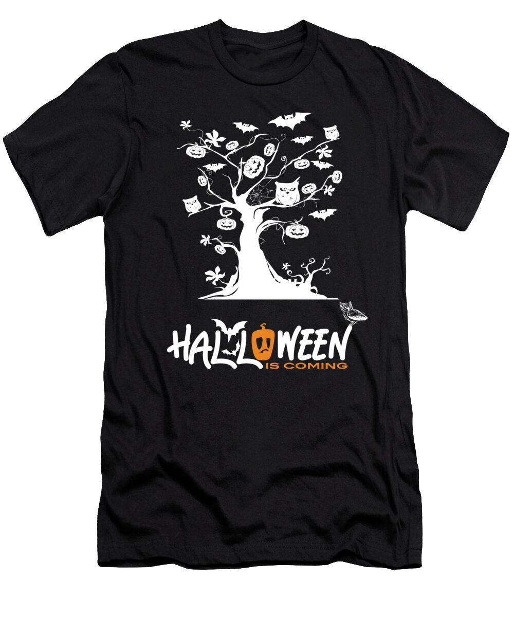 Scary Halloween Tree Scary Spooky Tree Halloween Scary Tree Scary Pumpkins Bats Owl Funny Mounir Khalfouf T-Shirt