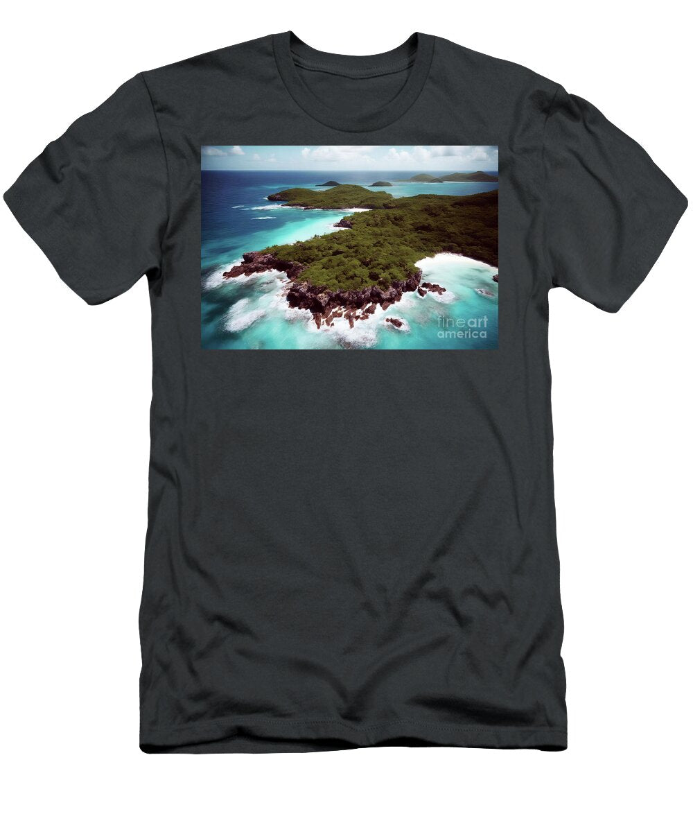 Sea Islands Water Aerial Rough Uninhabited Washed Blue Caribbea N Akkash T-Shirt