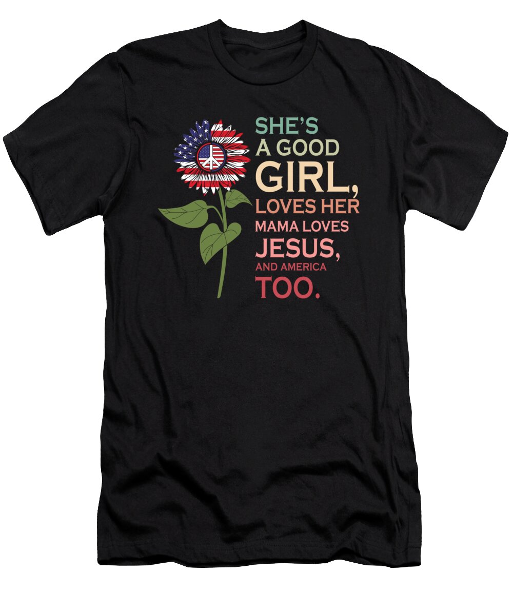 She Is a Good Girl Quote US Sunflower Licensed Art T-Shirt