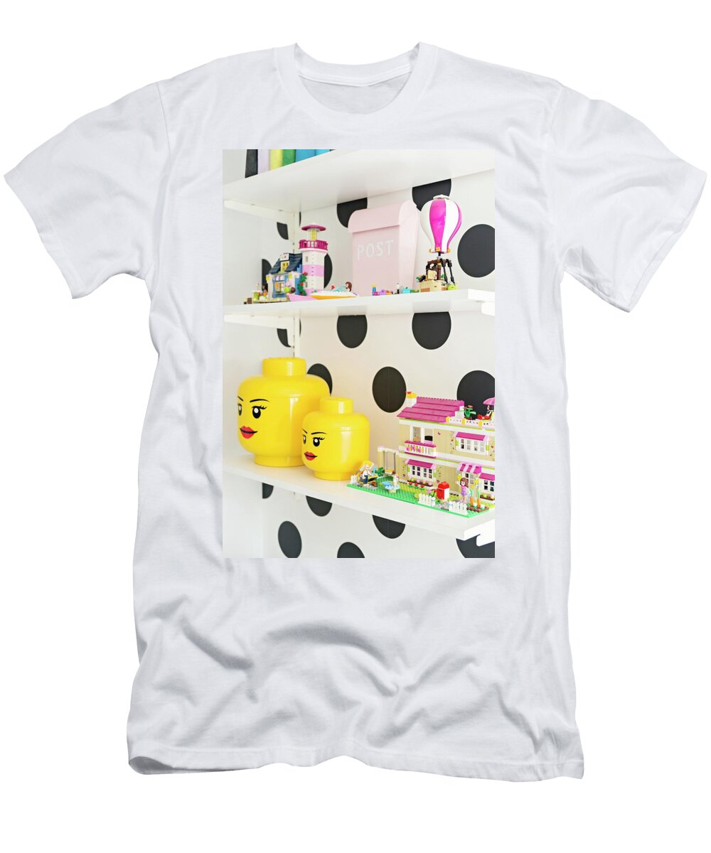 Shelves of Toys on Polka Dot Wall Cecilia Mller T-Shirt
