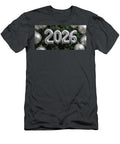 Silver 2026 Balloons with Festive Pine Tree Background New Year Celebration Decoration Talha Khan T-Shirt