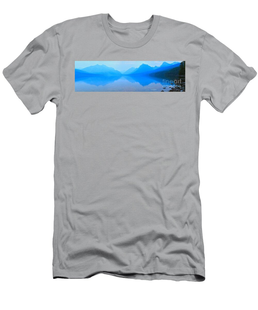 Smokey Sunset At Lake Mcdonald Adam Jewell T-Shirt