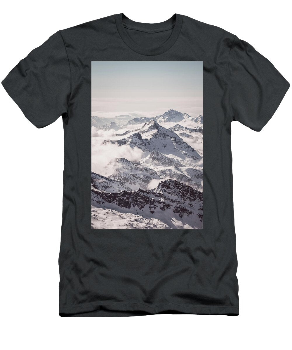 Snow Covered Peaks Above the Clouds John Taylor T-Shirt