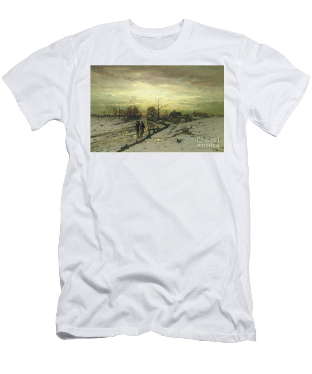 Snow Scene Sunset Ludwig Munthe T-Shirt