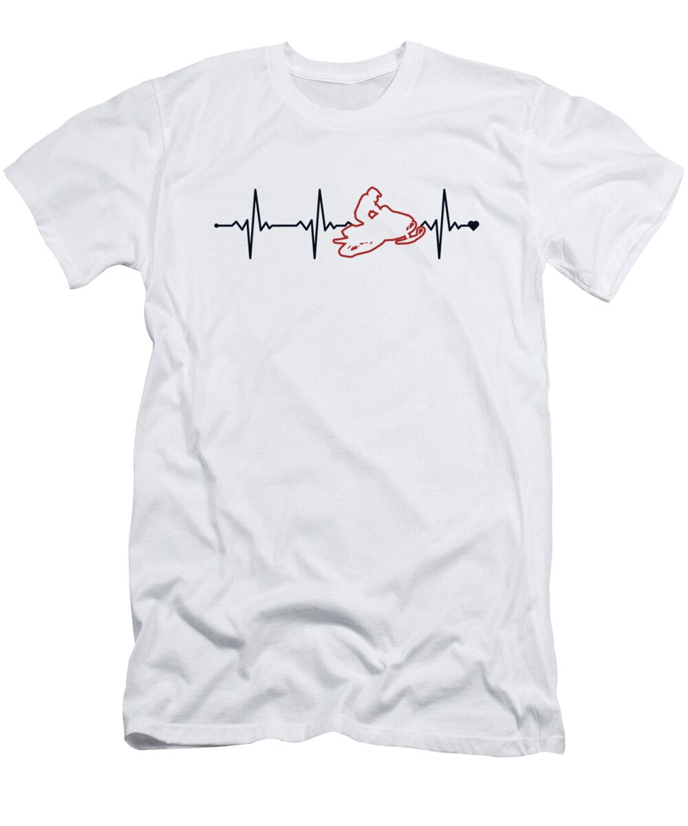 Snowmobile Heartbeat Snowbike Sledding Snowmobile Riding Graphics Lab T-Shirt